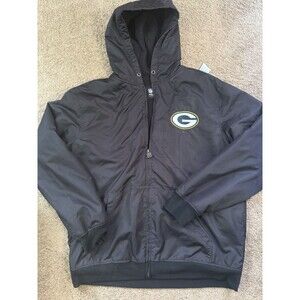 NFL pro line large Green Bay Packers Packers Black zip up fleece lined jacket